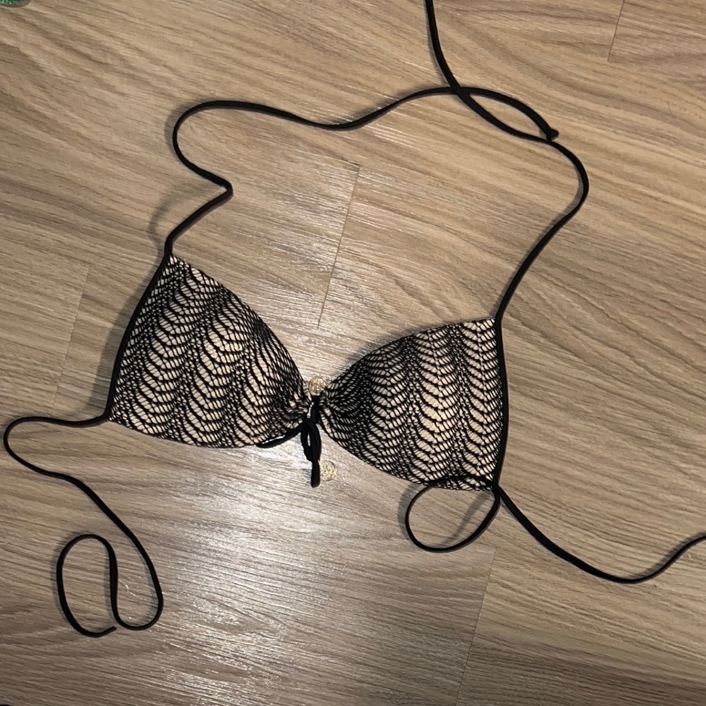 Black and Gold Luli Fama Padded Bikini Top